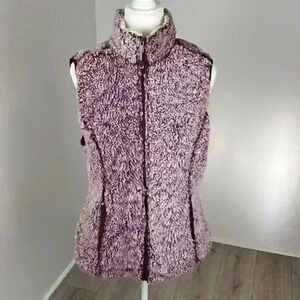 GreenTea Purple & White Sherpa Vest Size M